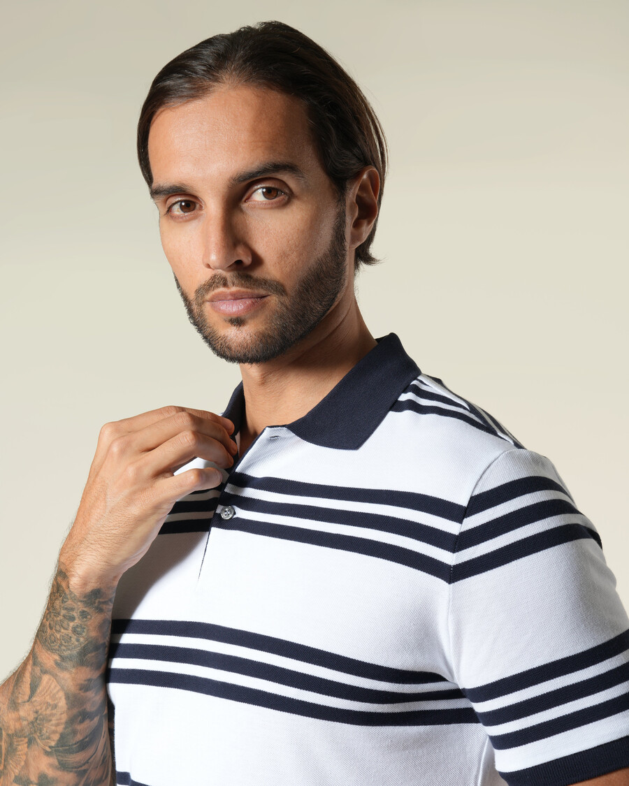 polo a righe in cotone a maniche corte