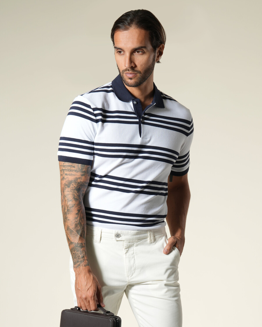 polo a righe in cotone a maniche corte