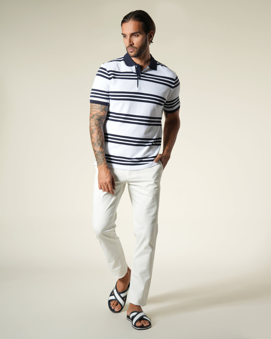 polo a righe in cotone a maniche corte